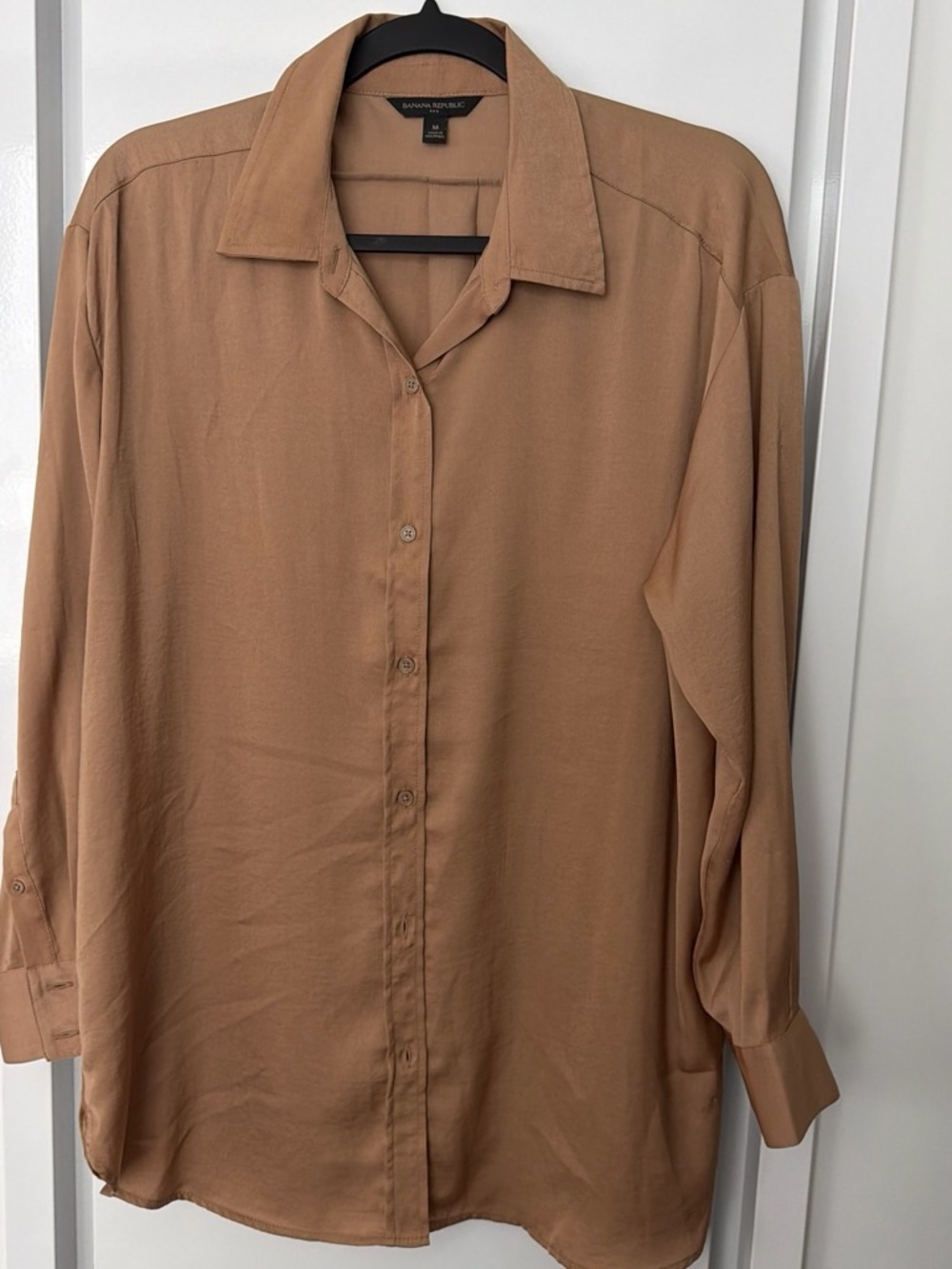 Banana Republic Women’s Silky Button-Up Shirt — Tan